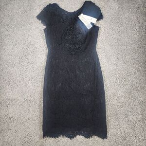 Darling London Dress Sz 4 Y2K Lace Floral Whimsigoth Beaded Black Fairy LBD